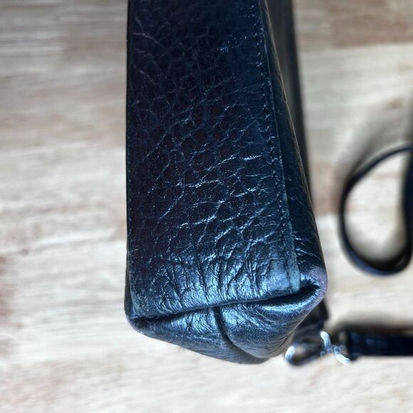 Bruno Magli Black Pebbled Leather Chain Purse Small Clasp Quality Old Money - Picture 9 of 13